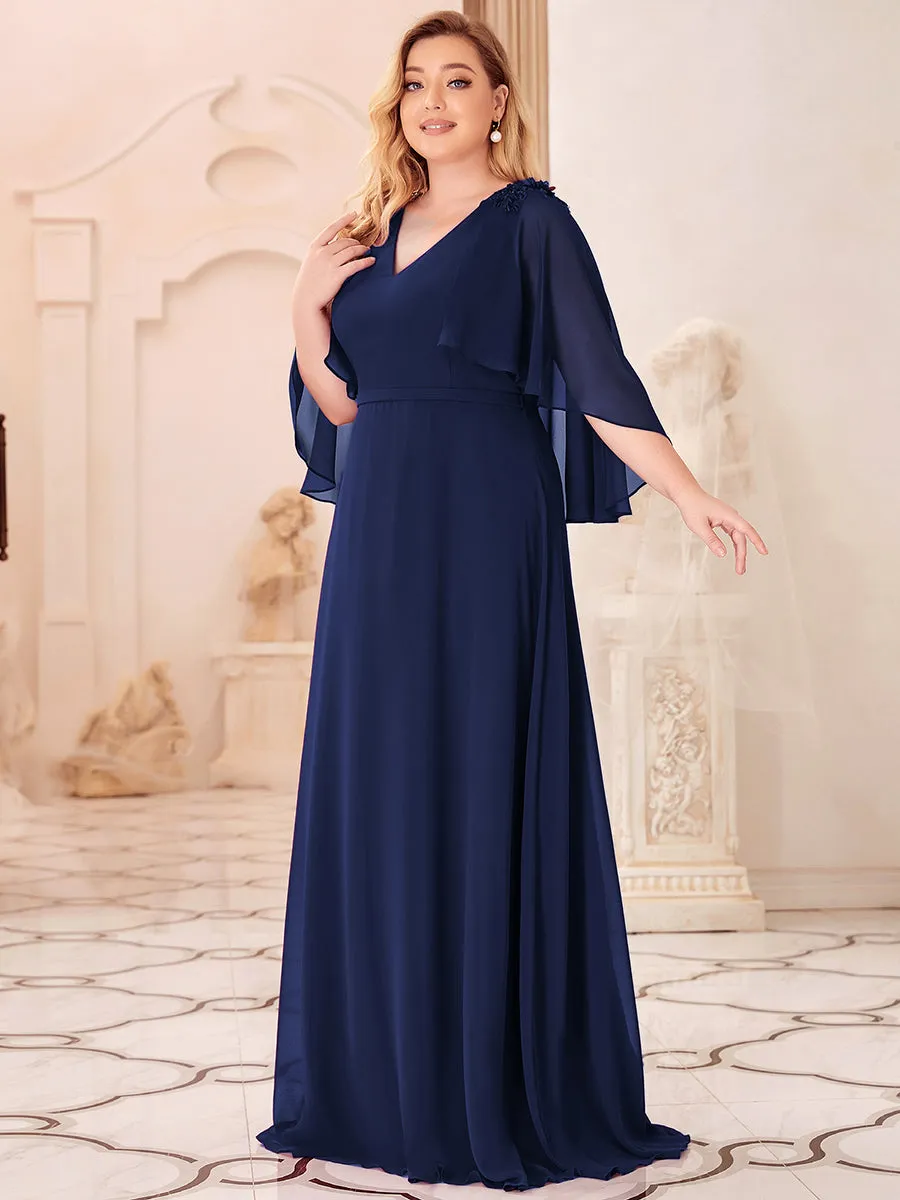 Elegant Plus Size Floor Length Bridesmaid Dresses with Wraps EP00638