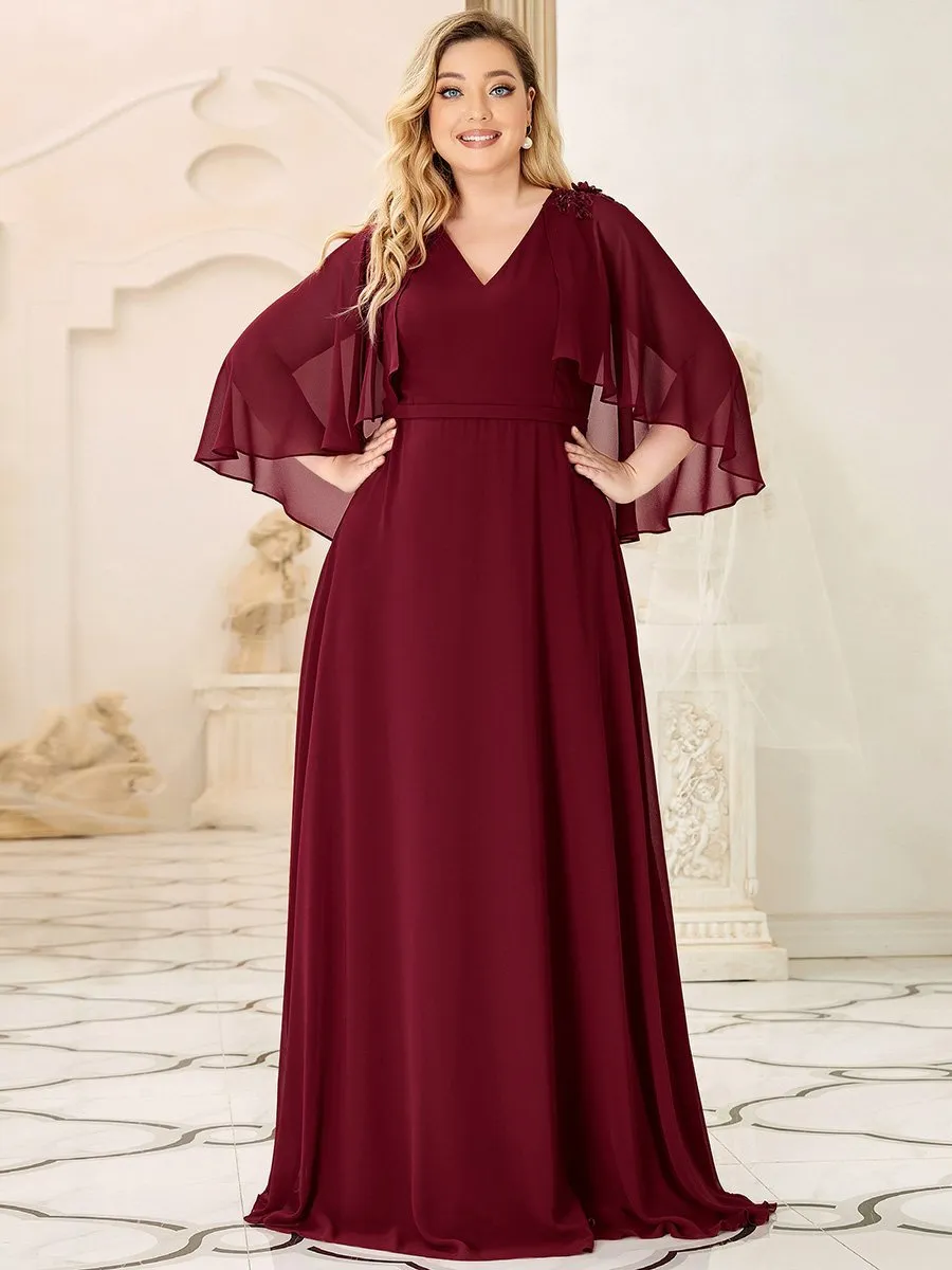 Elegant Plus Size Floor Length Bridesmaid Dresses with Wraps EP00638
