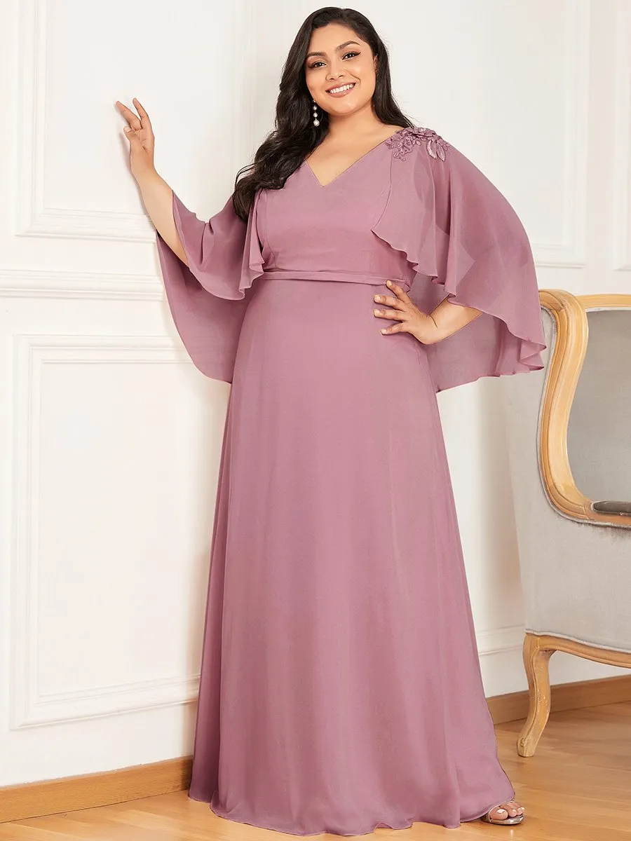 Elegant Plus Size Floor Length Bridesmaid Dresses with Wraps EP00638