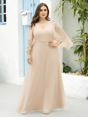 Elegant Plus Size Floor Length Bridesmaid Dresses with Wraps EP00638