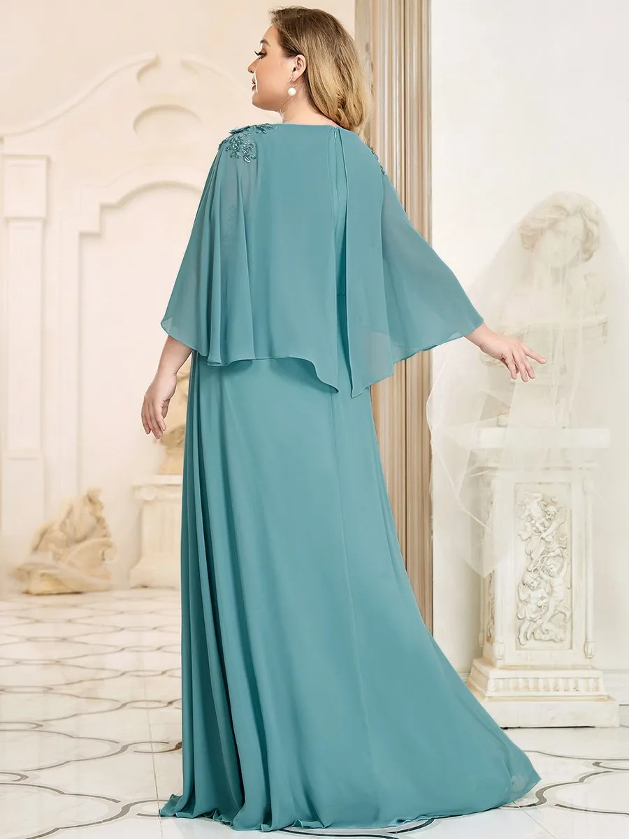 Elegant Plus Size Floor Length Bridesmaid Dresses with Wraps EP00638