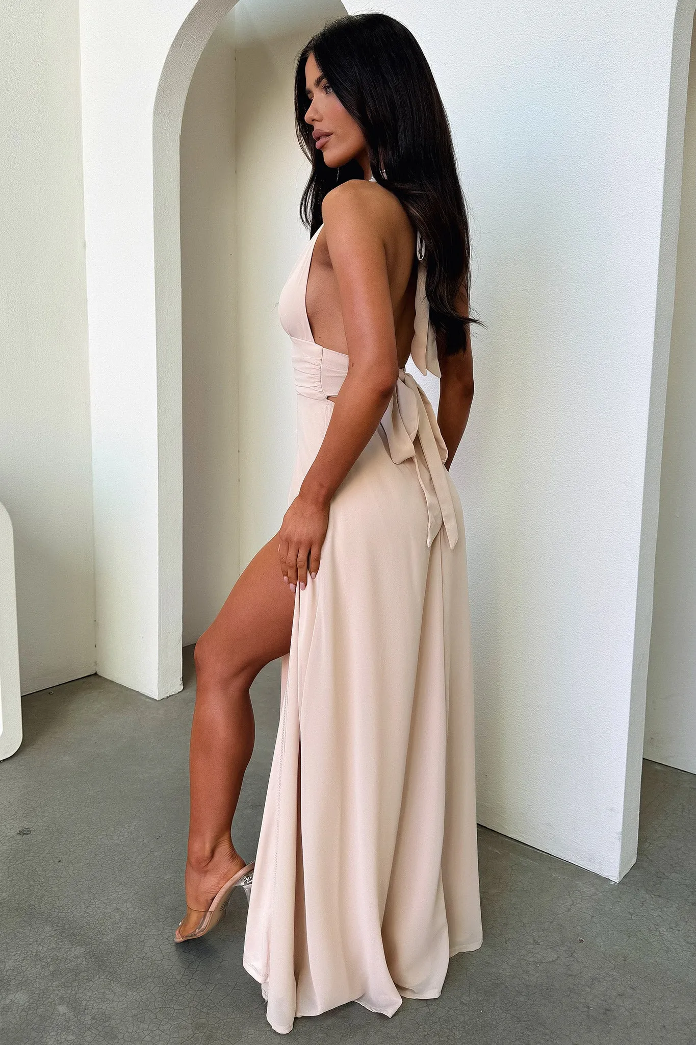 Elenor Halter Maxi Dress - Champagne