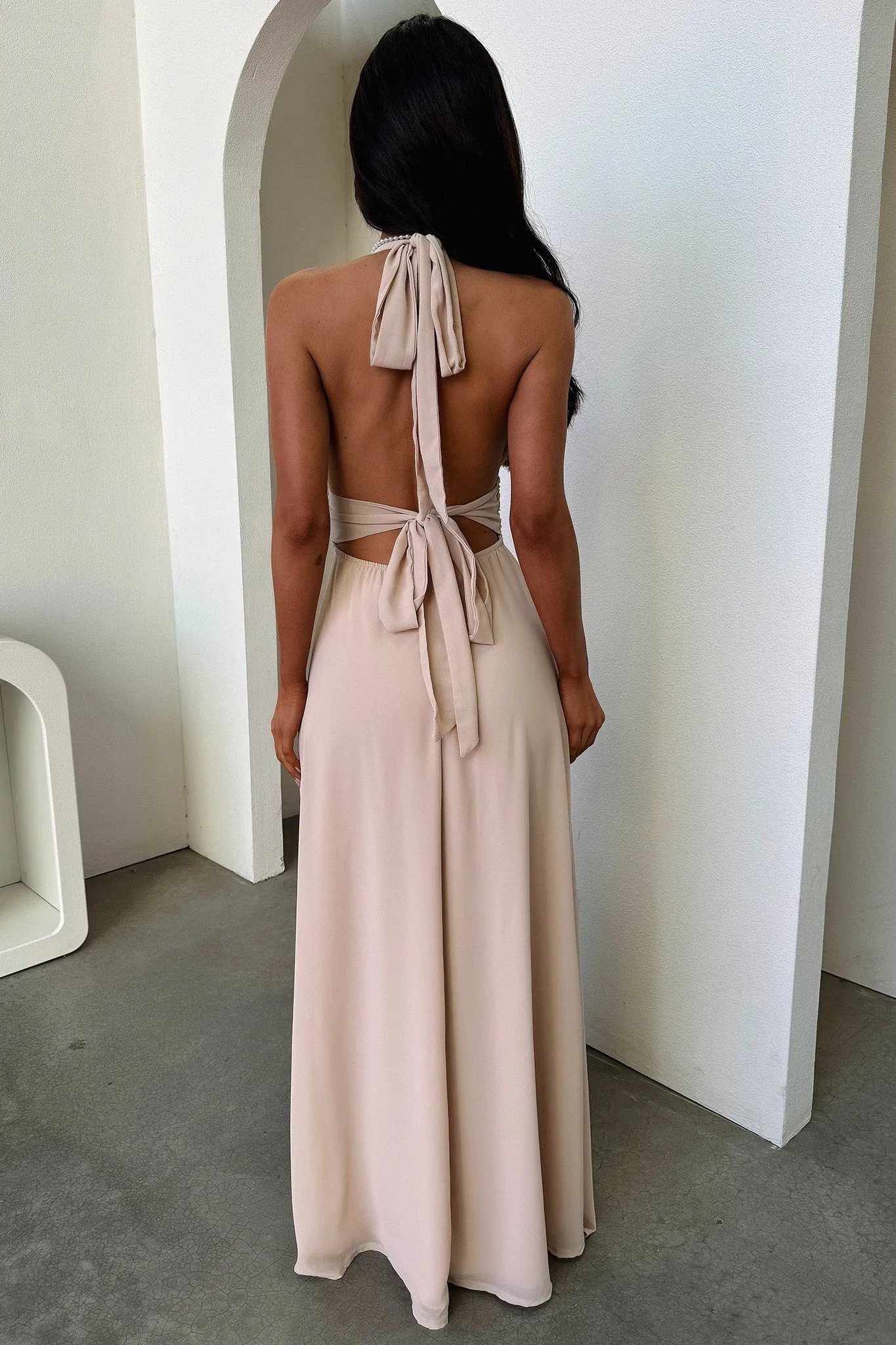 Elenor Halter Maxi Dress - Champagne