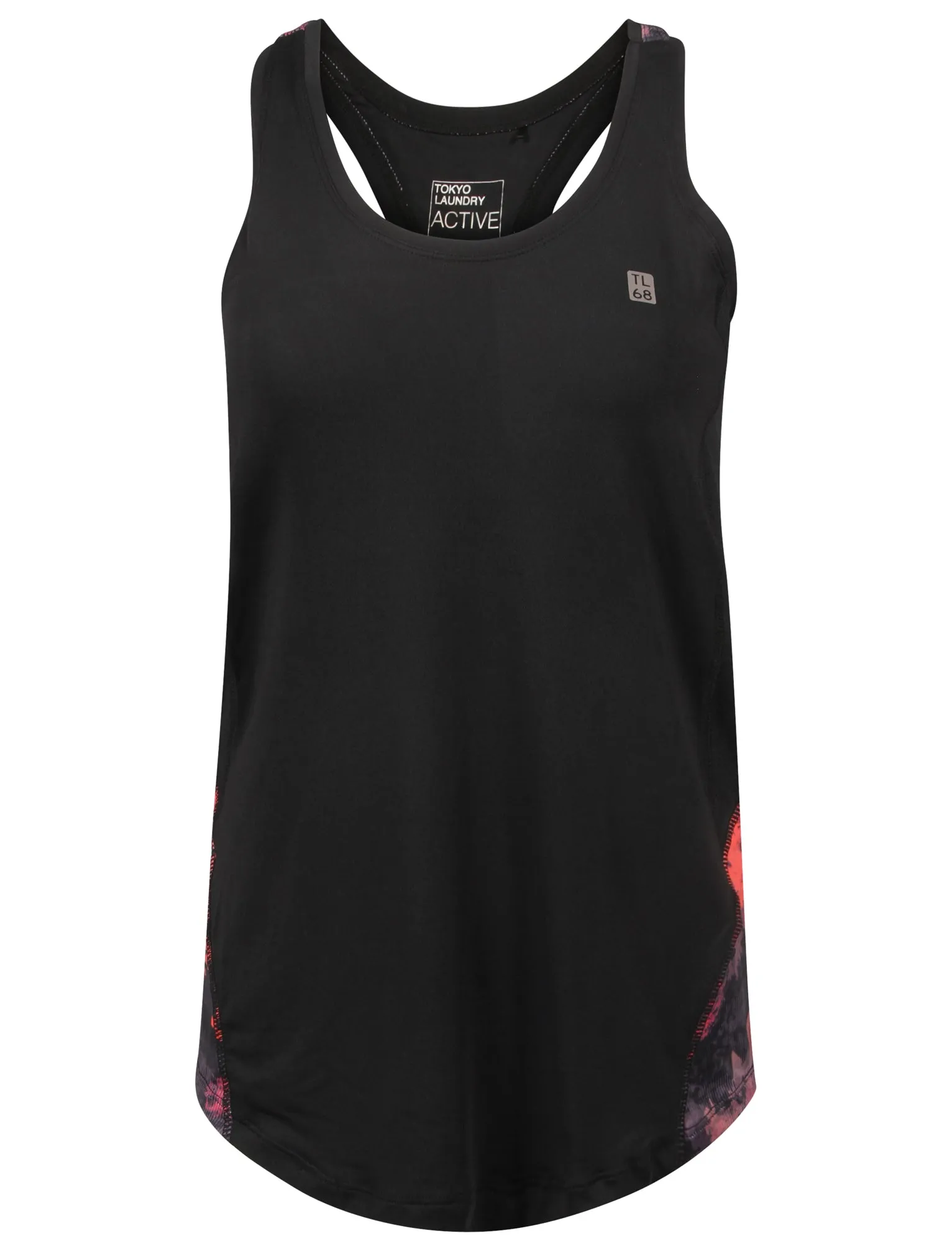 Everette Floral & Mesh Panel Racer Back Vest Top in Black - Tokyo Laundry Active