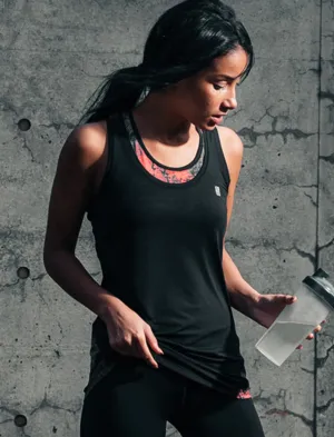 Everette Floral & Mesh Panel Racer Back Vest Top in Black - Tokyo Laundry Active