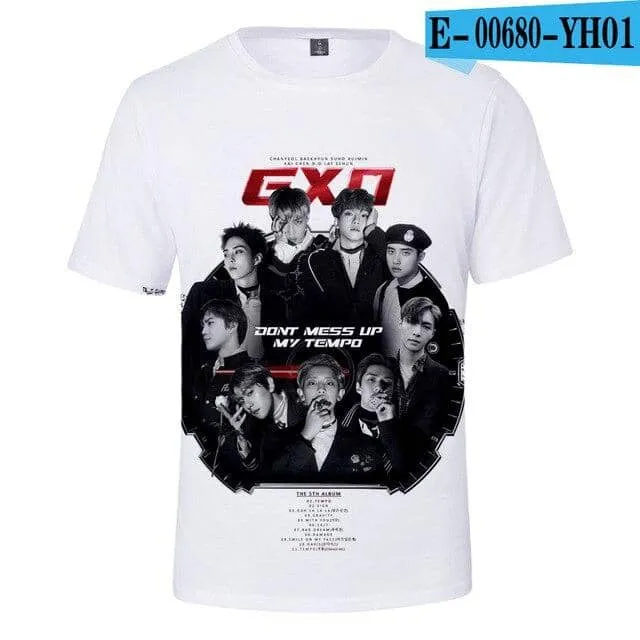 EXO T-shirts Kpop  O-neck Unisex Loose T-shirts EXO