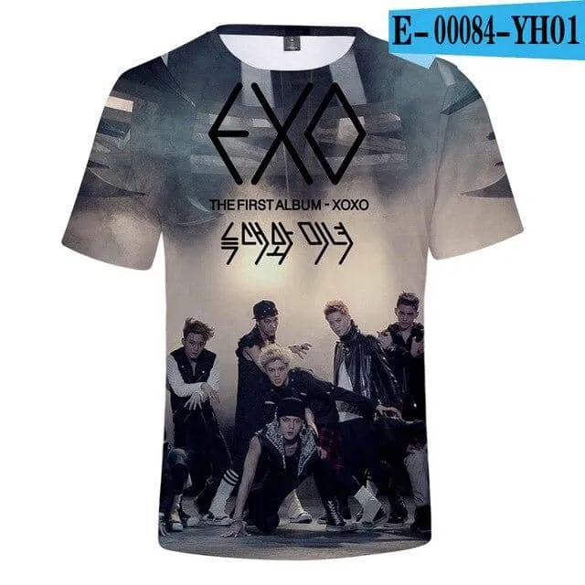 EXO T-shirts Kpop  O-neck Unisex Loose T-shirts EXO