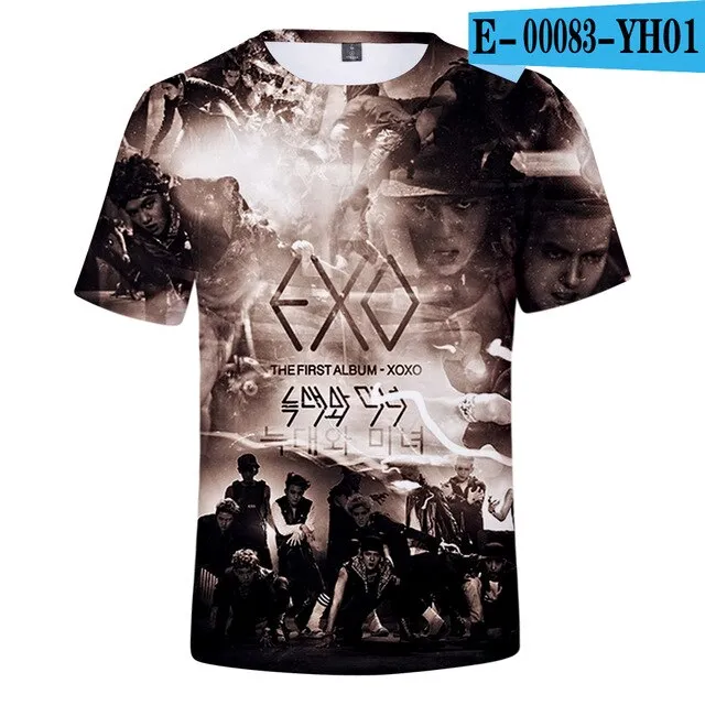 EXO T-shirts Kpop  O-neck Unisex Loose T-shirts EXO