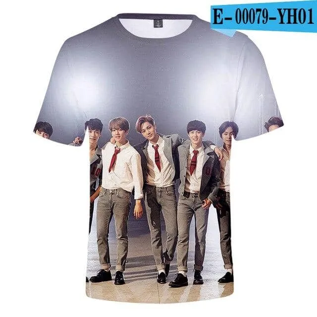 EXO T-shirts Kpop  O-neck Unisex Loose T-shirts EXO