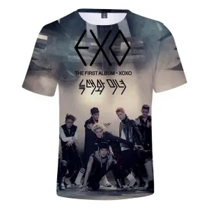 EXO T-shirts Kpop  O-neck Unisex Loose T-shirts EXO