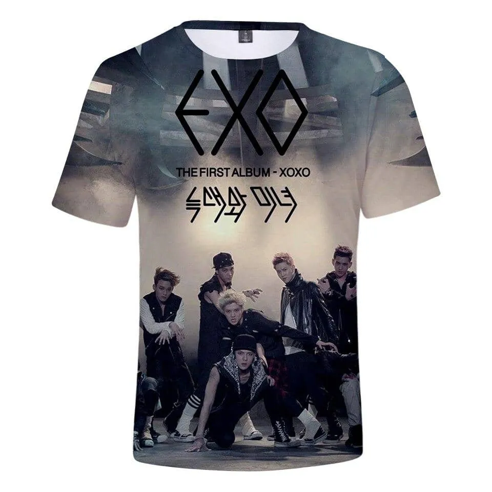 EXO T-shirts Kpop  O-neck Unisex Loose T-shirts EXO