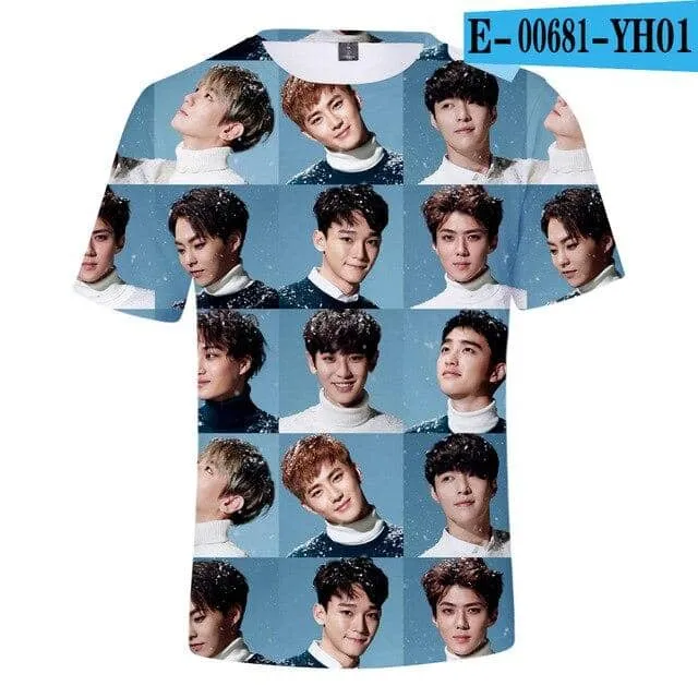 EXO T-shirts Kpop  O-neck Unisex Loose T-shirts EXO