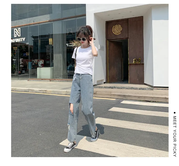 Feminine Splitted Trendy Short Sleeve T-Shirt Women Summer Korean Loose Student Girlfriends Tops T-Shirt