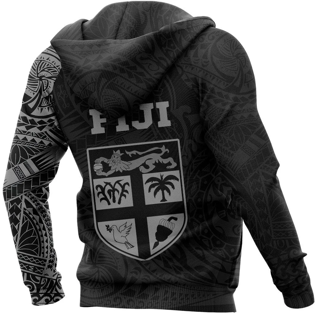 Fiji In My Heart Polynesian Tattoo Style Hoodie Gray A7