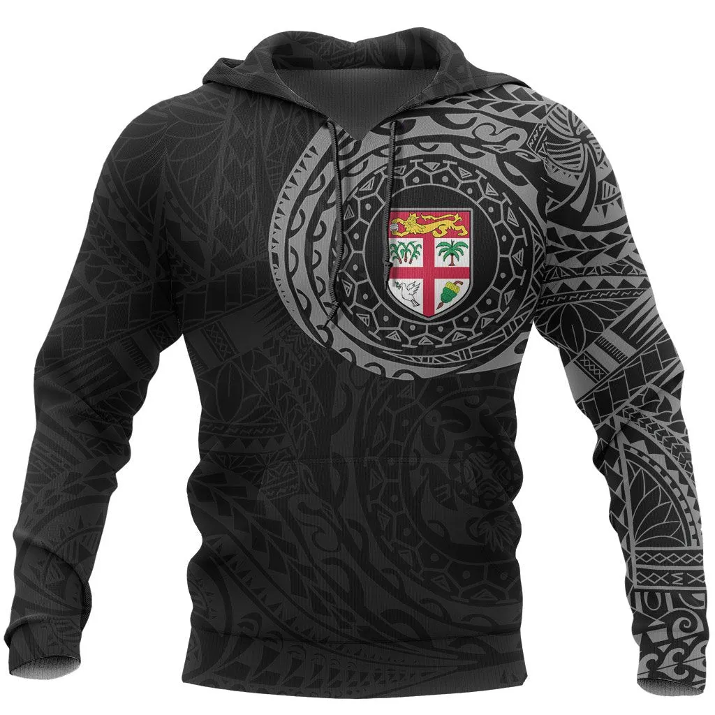 Fiji In My Heart Polynesian Tattoo Style Hoodie Gray A7