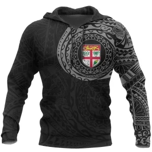 Fiji In My Heart Polynesian Tattoo Style Hoodie Gray A7