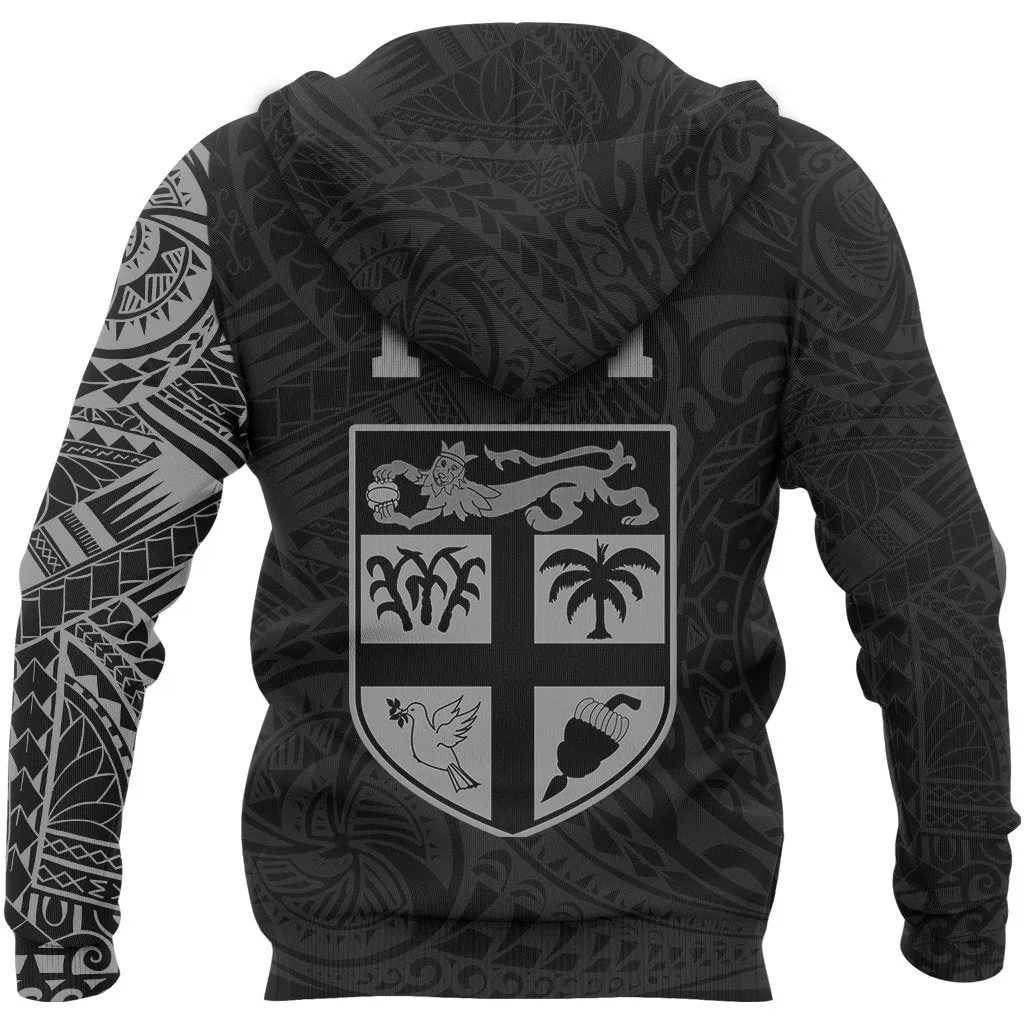 Fiji In My Heart Polynesian Tattoo Style Hoodie Gray A7