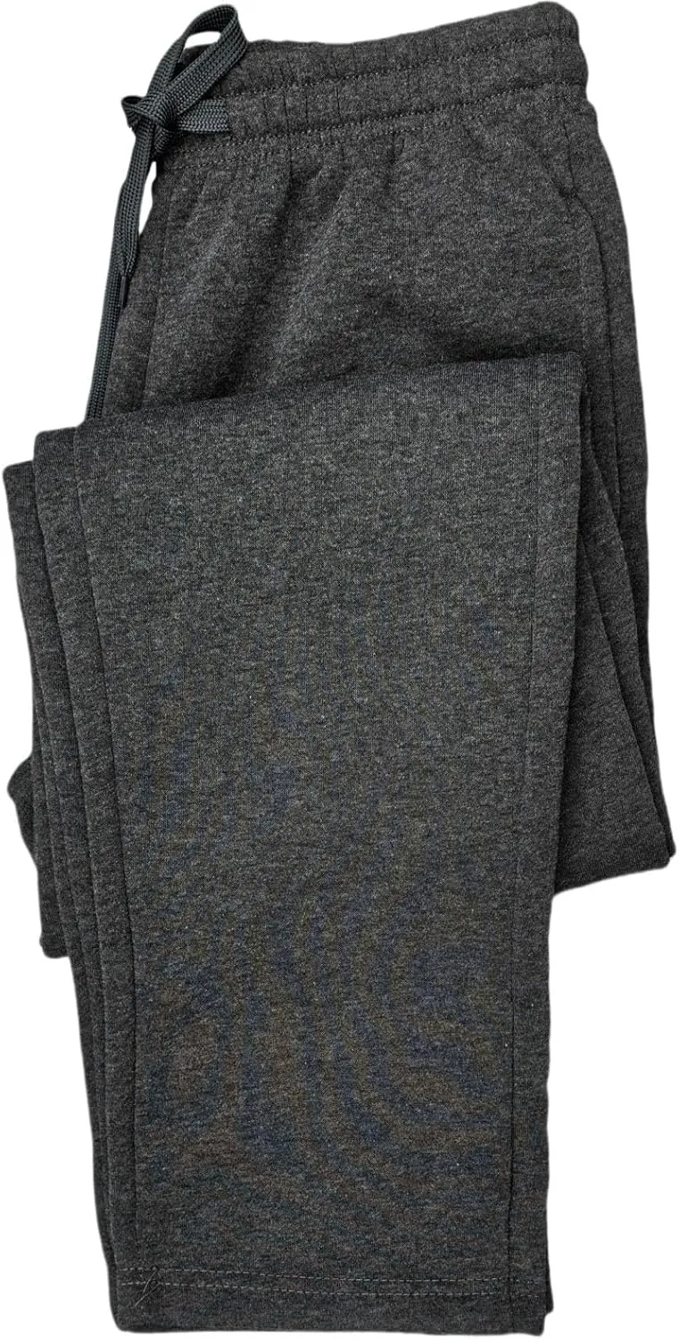 Fleece Lined Mens Sweatpant Basic Baggy Athletic Running Drawstring Open Bottom Workout Active Sweat Pants