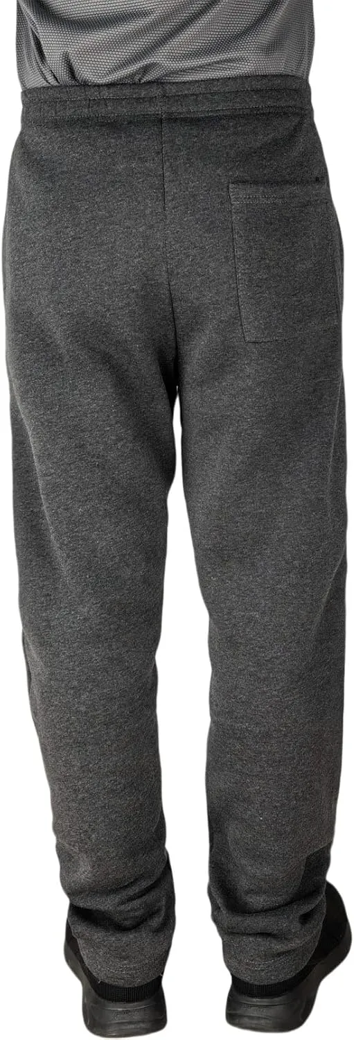 Fleece Lined Mens Sweatpant Basic Baggy Athletic Running Drawstring Open Bottom Workout Active Sweat Pants