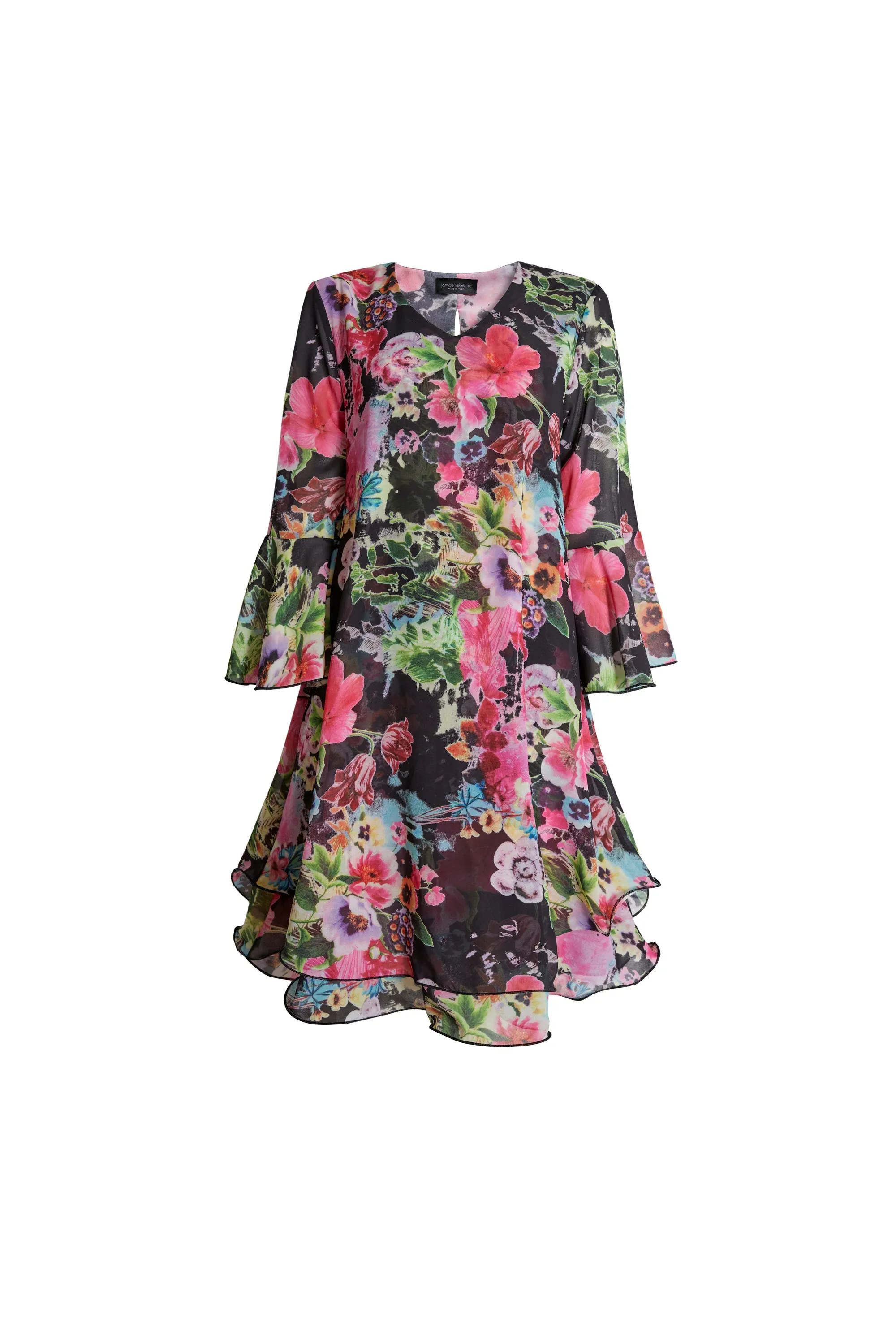 Flower Print Wave Hem Dress