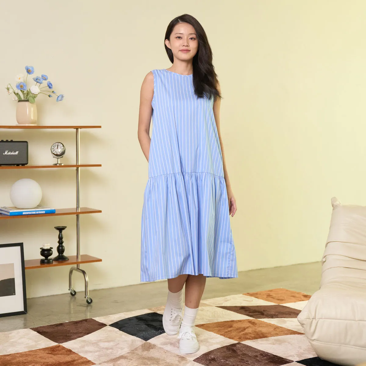 Flowy Gathered Midi Dress