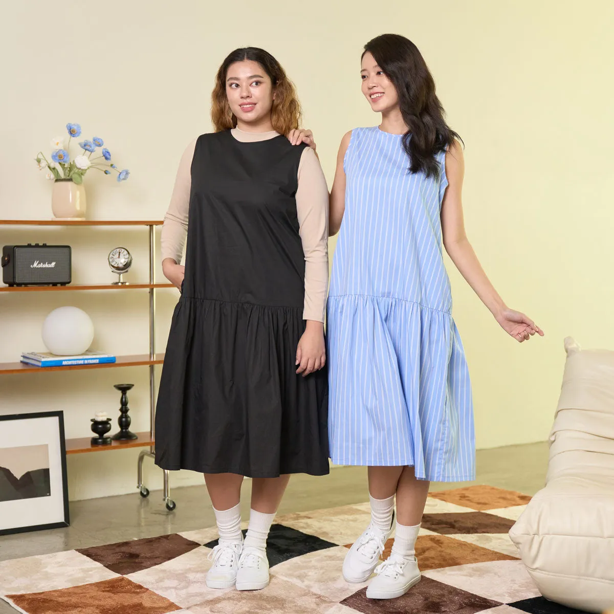 Flowy Gathered Midi Dress
