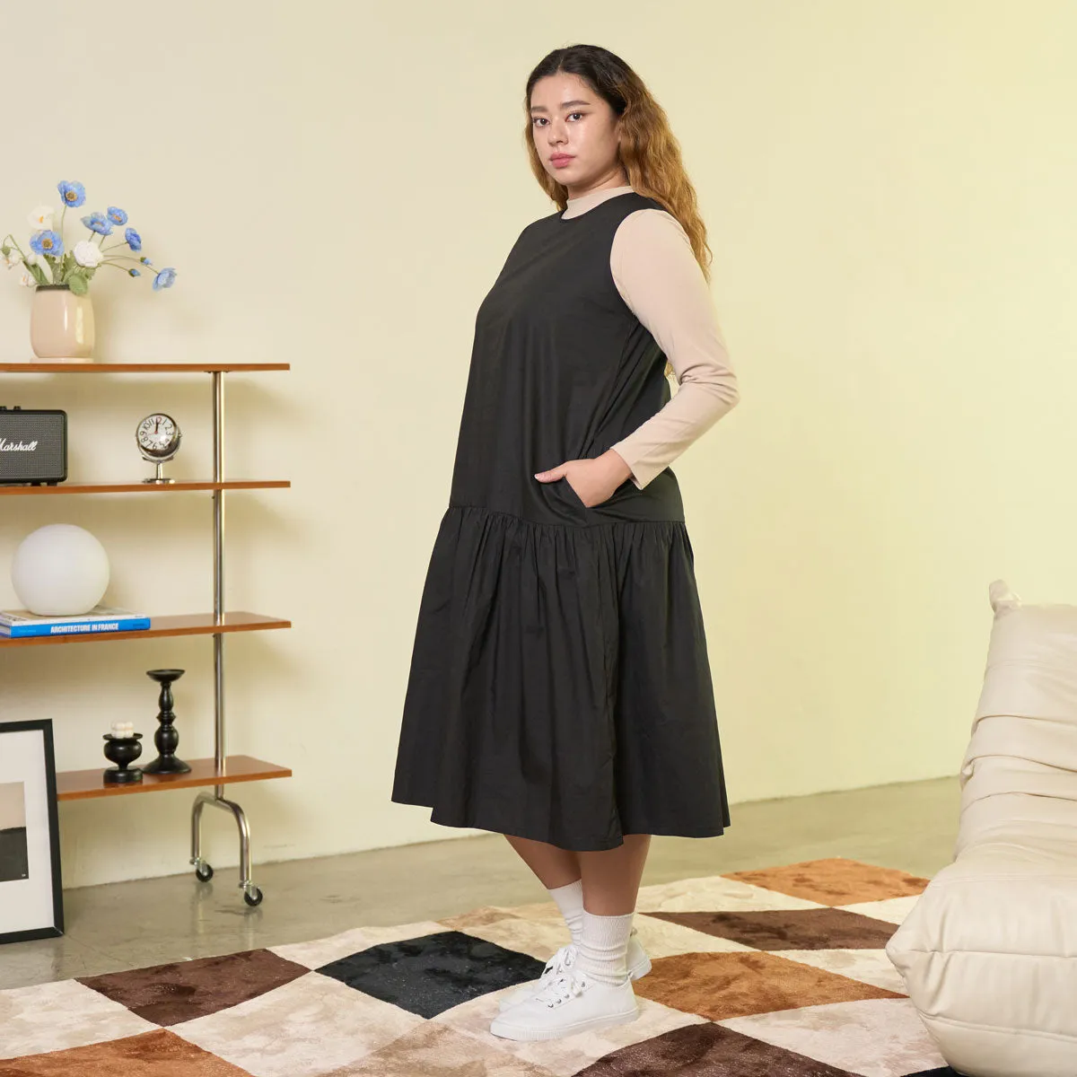 Flowy Gathered Midi Dress