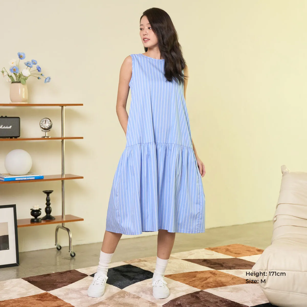 Flowy Gathered Midi Dress