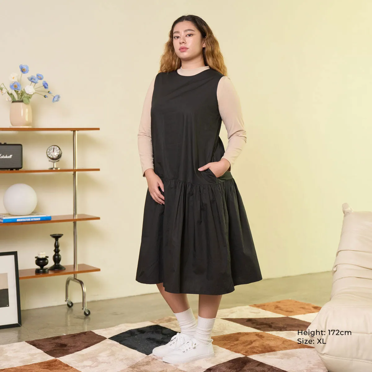 Flowy Gathered Midi Dress