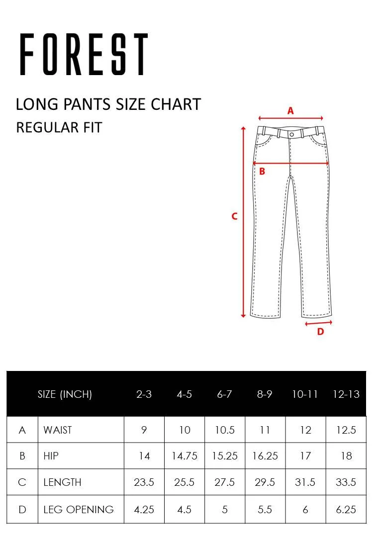 Forest Kids Boy Woven Stretchable Waistband Long Pants | Seluar Panjang Budak Lelaki - FK10037