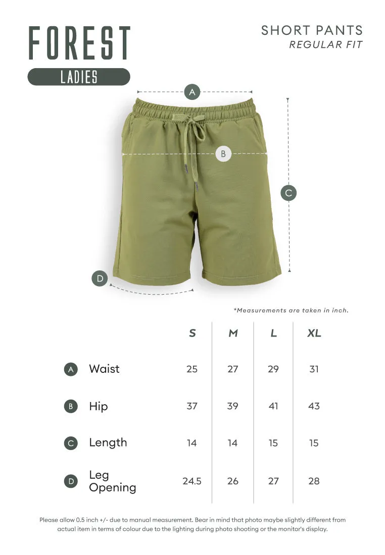 Forest Ladies Stretchable Polyester Elastic Waist Shorts Women Short Pants | Seluar Pendek Perempuan - 860149