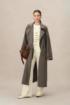 Francis Detachable Scarf Coat in Silk-Wool Blend