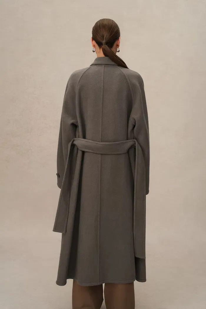 Francis Long Wrap Coat in Wool Cashmere Blend
