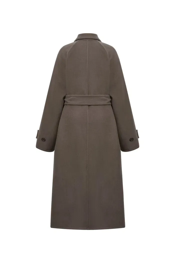 Francis Long Wrap Coat in Wool Cashmere Blend
