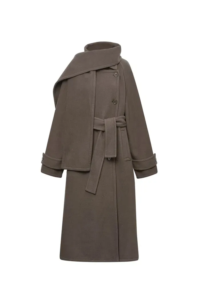 Francis Long Wrap Coat in Wool Cashmere Blend