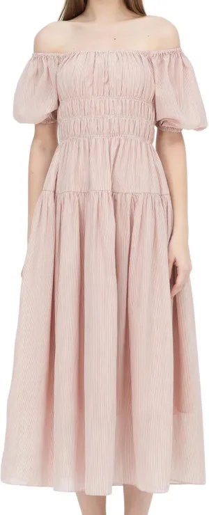 G-Stripe Orange Raw Maxi Dress for Women, Womens 2025 Long Flowy Casual Fall Dress
