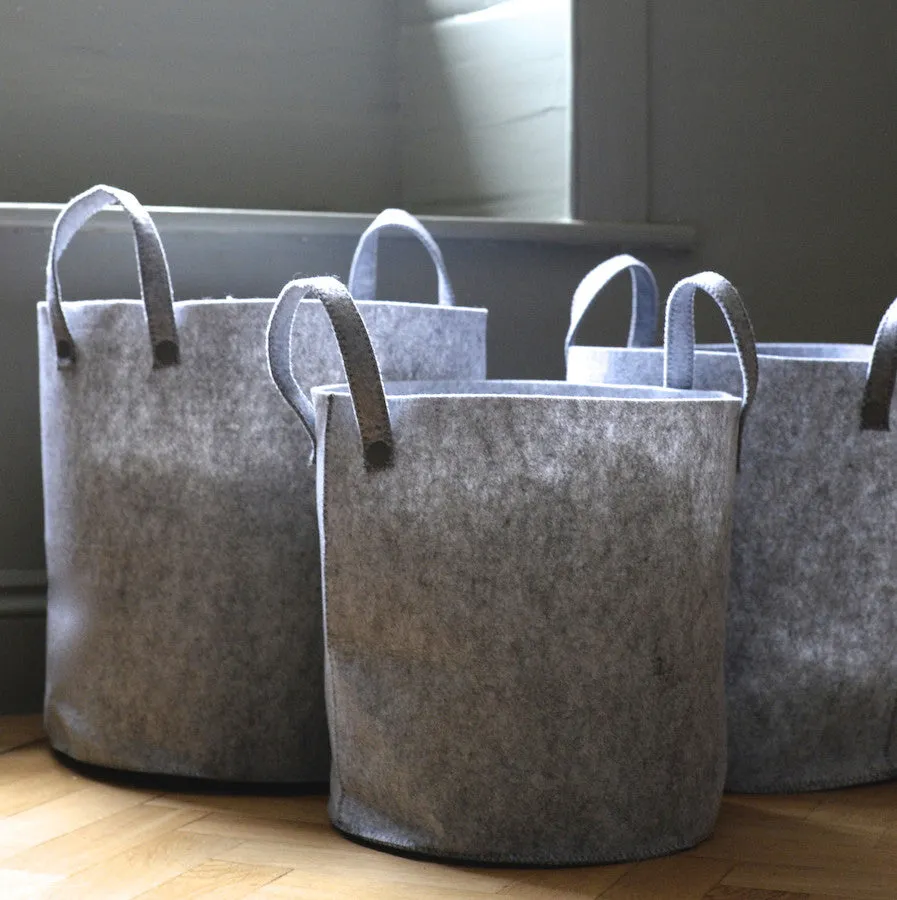 Grey Felt Storage Baskets Set
