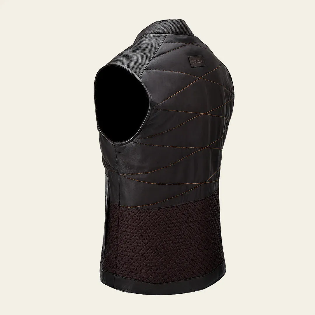 H354COB - Cuadra chocolate casual fashion lambskin vest for men