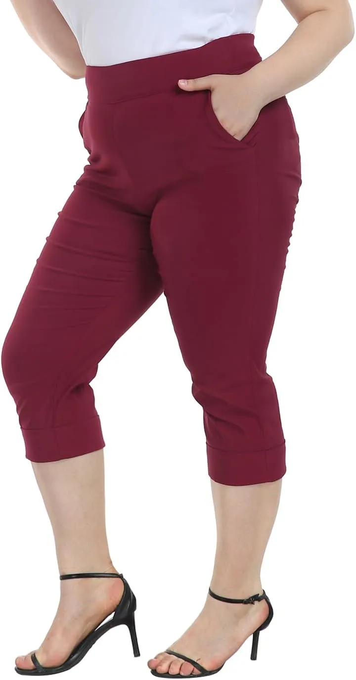 HDE Plus Size Pull On Capris for Women