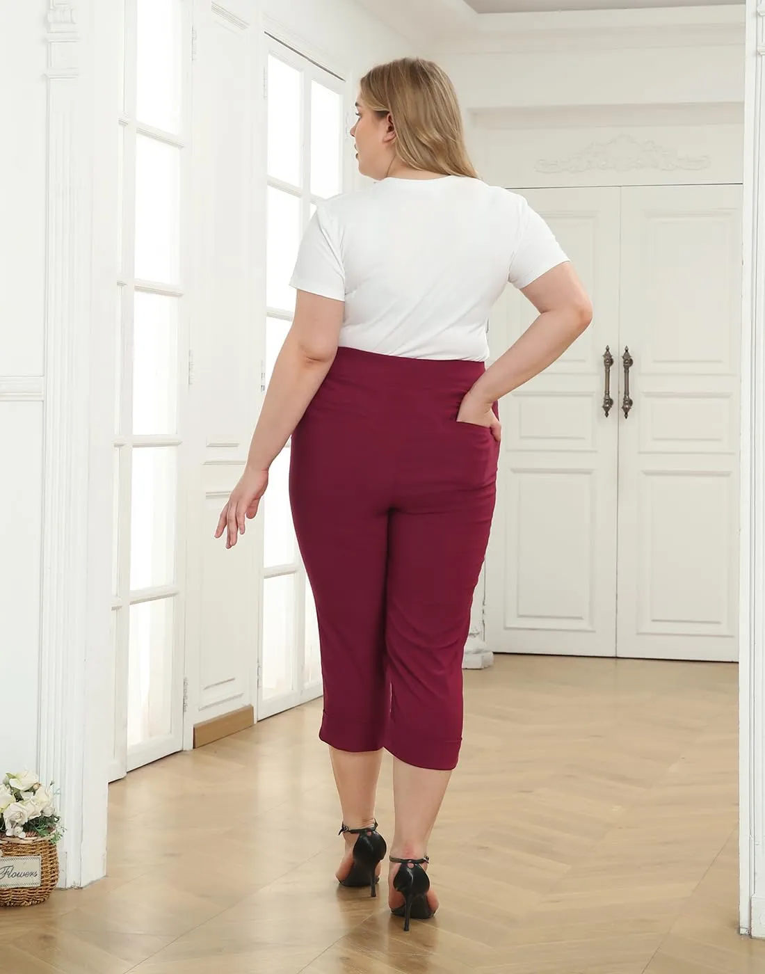 HDE Plus Size Pull On Capris for Women