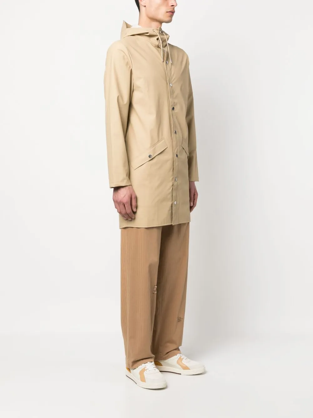 hooded long-sleeve raincoat