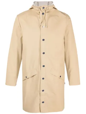 hooded long-sleeve raincoat