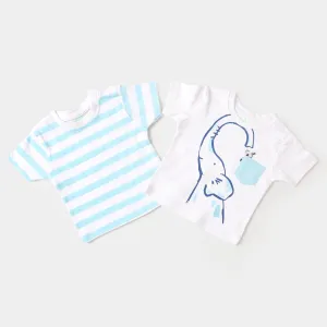 Infant Boys Set 2 PC Elephant & Striper - White