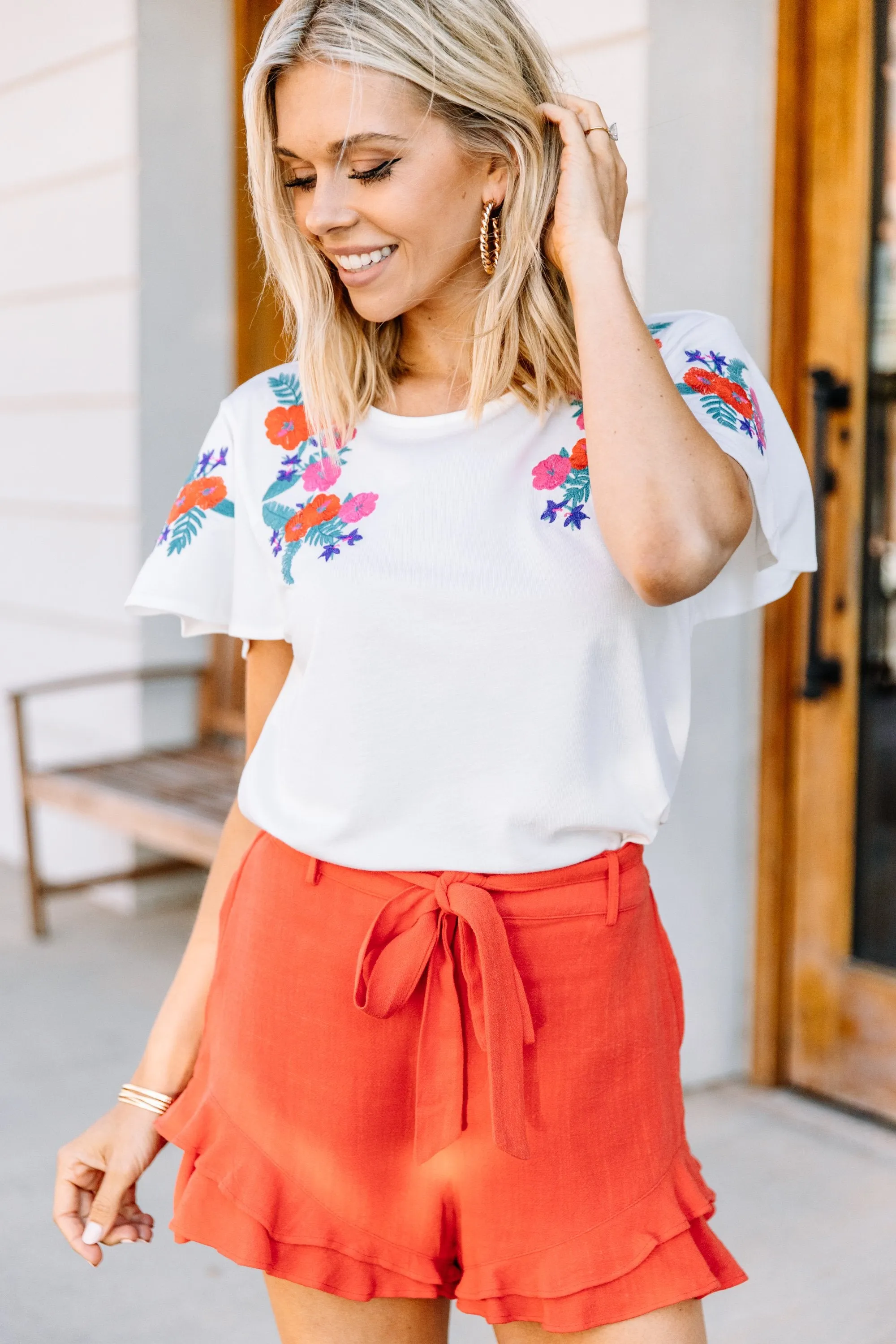 It Happens Red Ruffled Shorts