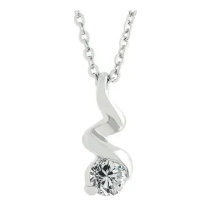 J Goodin Cubic Zirconia Anniversary Classic Contemporary Style Silvertone Finish Twist Pendant For Women