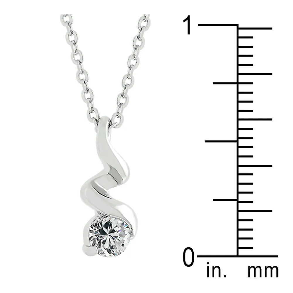 J Goodin Cubic Zirconia Anniversary Classic Contemporary Style Silvertone Finish Twist Pendant For Women