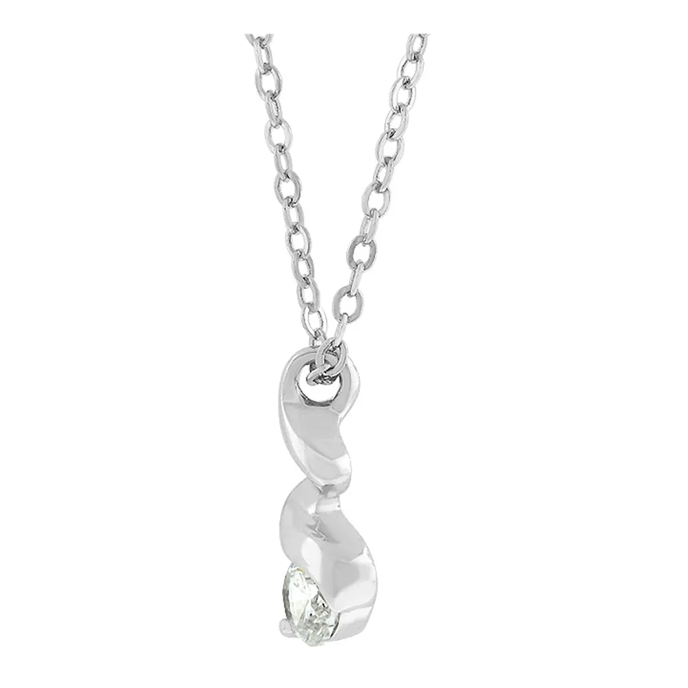 J Goodin Cubic Zirconia Anniversary Classic Contemporary Style Silvertone Finish Twist Pendant For Women