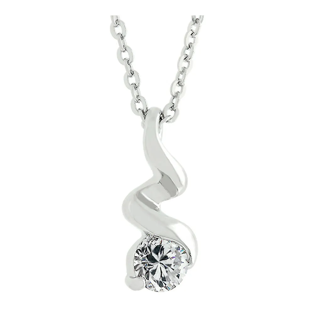 J Goodin Cubic Zirconia Anniversary Classic Contemporary Style Silvertone Finish Twist Pendant For Women