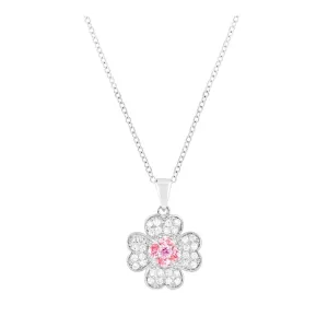 J Goodin Cubic Zirconia Classic Fashion Style Silvertone Lucky Clover Pendant