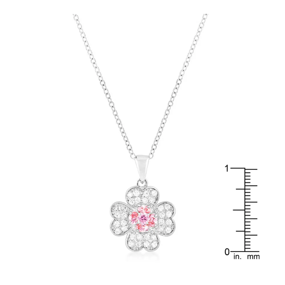 J Goodin Cubic Zirconia Classic Fashion Style Silvertone Lucky Clover Pendant